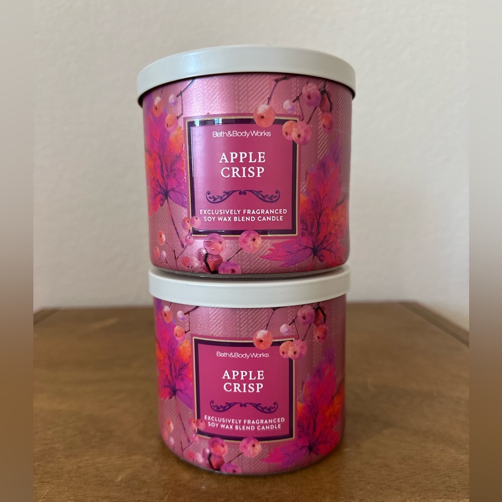 X2 Bath & Body Works APPLE CRISP 3 wick Scented Candles NEW